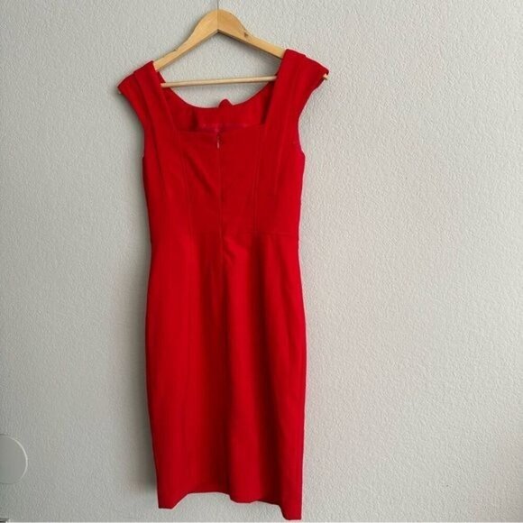 Calvin Klein Sheath Dress Womens Size 2 Red Rosette Accent Sleeveless Lined - Picture 3 of 12
